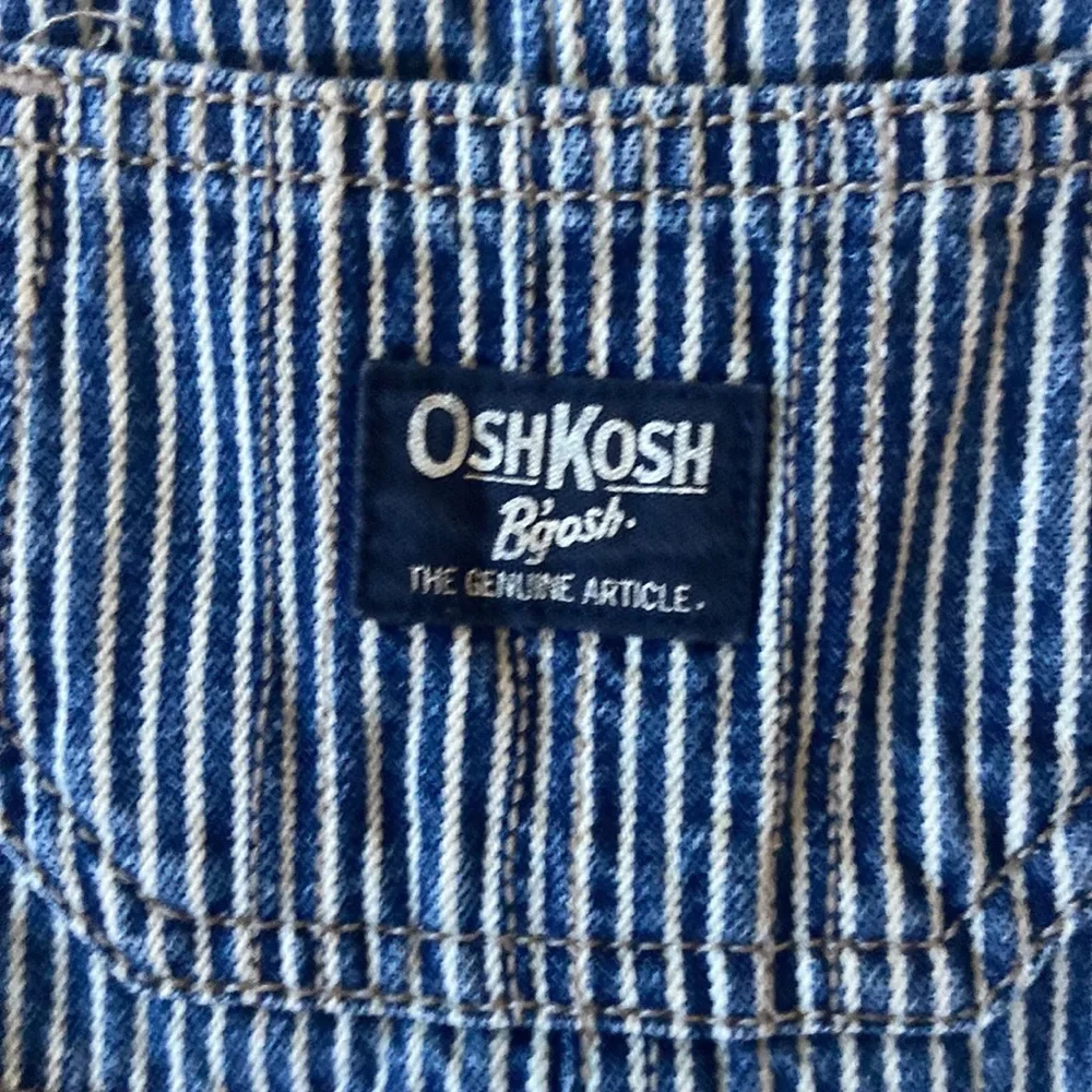 OSHKOSH BGOSH Overalls Engineer Jeans Pinstripe Stripes Blue White Canvas